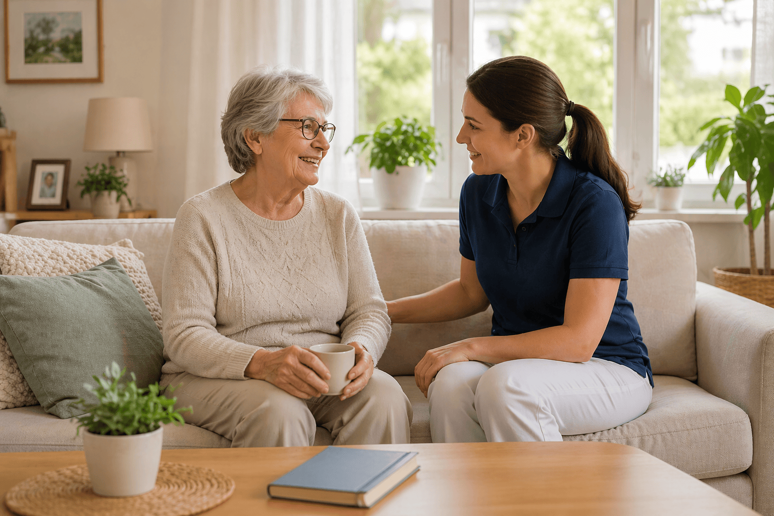 24 Stunden Pflegeagentur in Stuttgart – Betreuungskraft unterstützt Seniorin zuhause