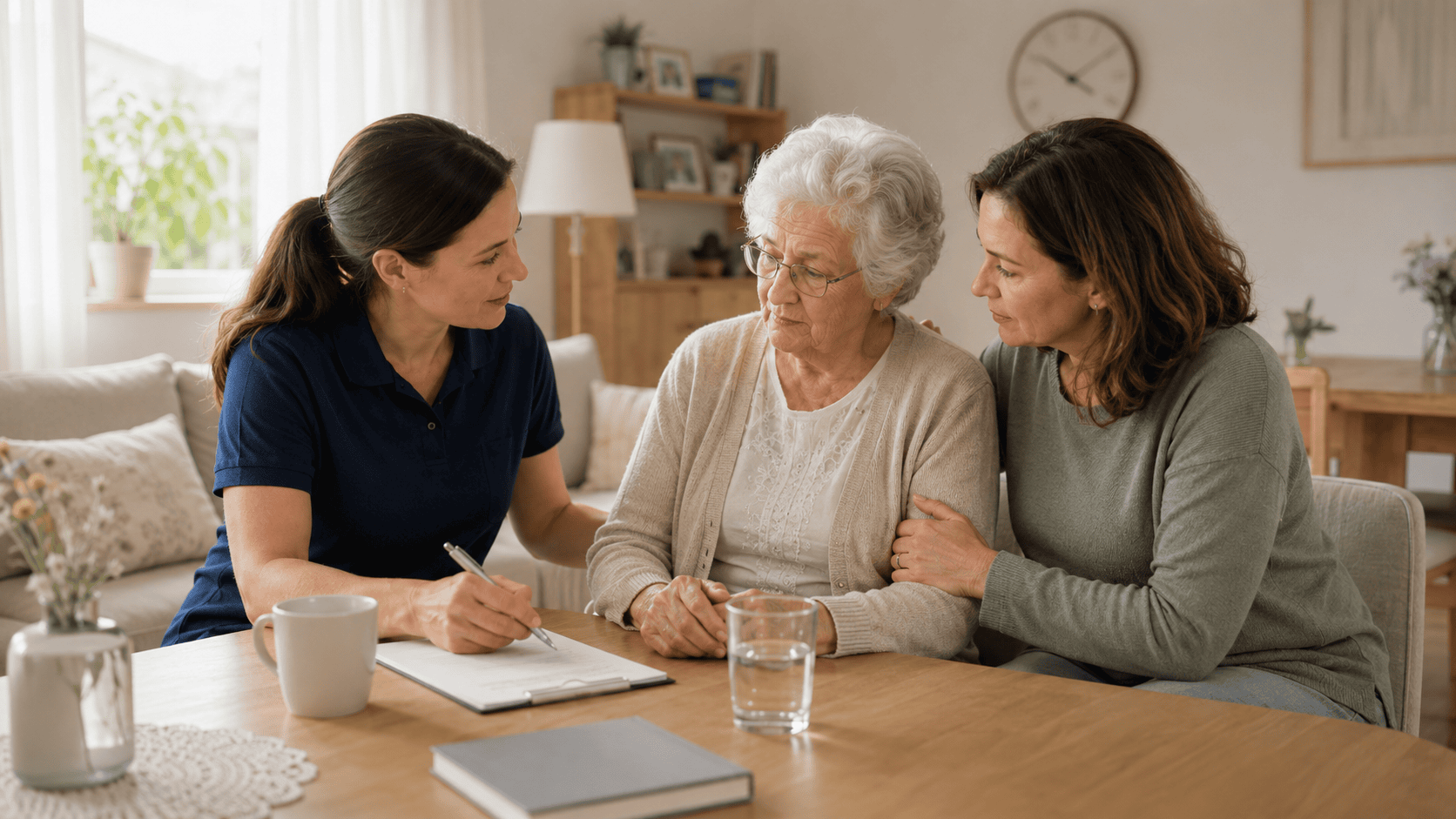Angehörige besprechen eine kurzfristige Betreuung zu Hause in Göppingen