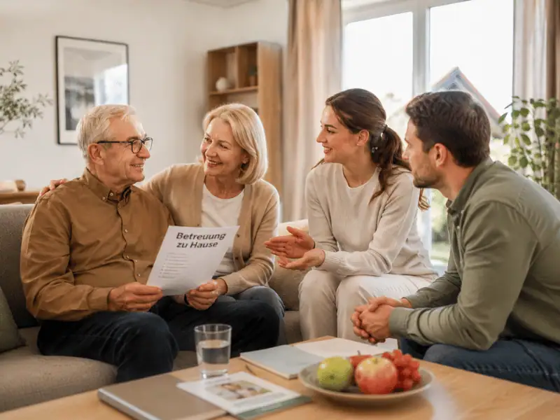 Angehörige besprechen eine kurzfristige Betreuung zu Hause in Biberach an der Riß