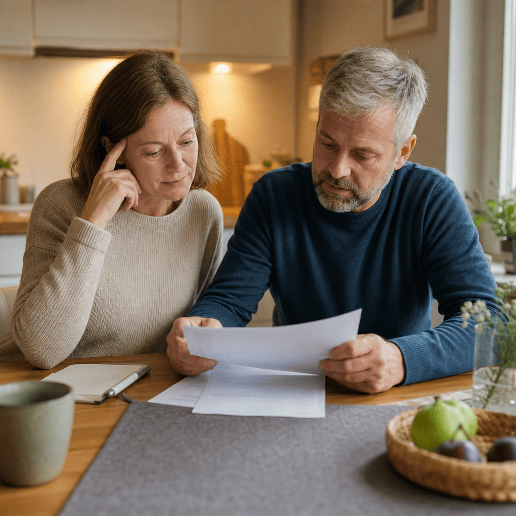 Angehörige besprechen in einer privaten Küche die gemeinsame Nutzung von Räumen und den Alltag zu Hause.