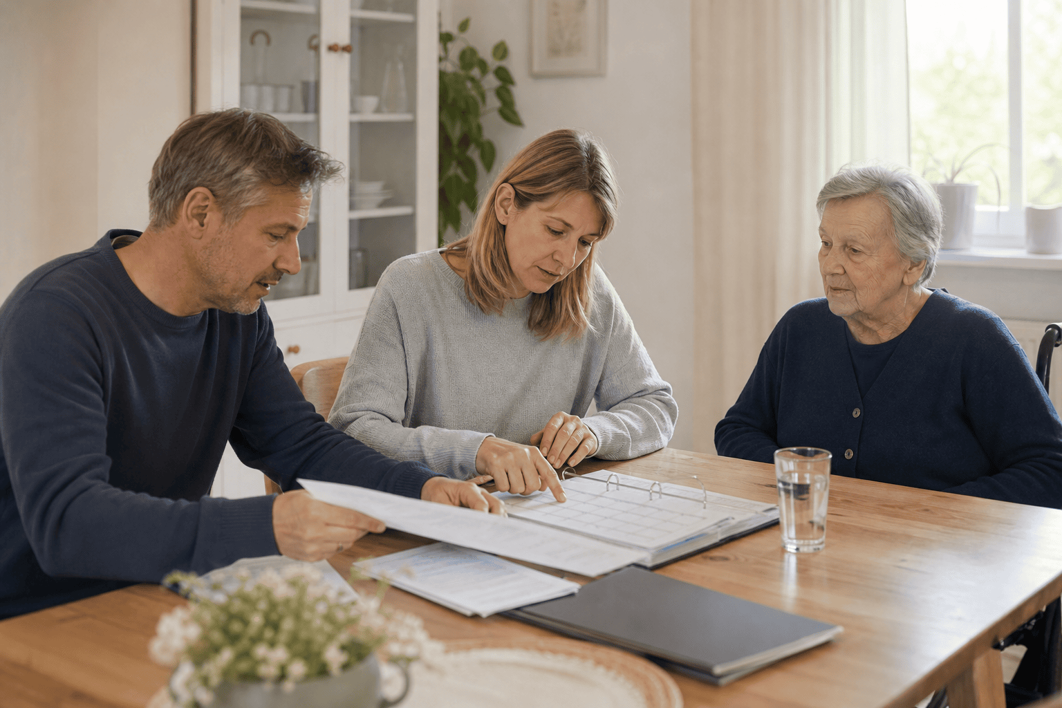 Angehörige planen gemeinsam die Unterstützung und Vertretung im Pflegealltag