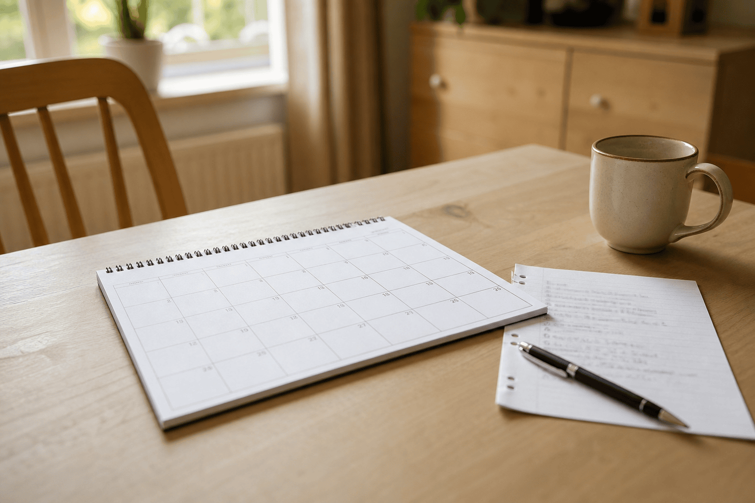 Kalender und Notizen zur Planung von Fristen