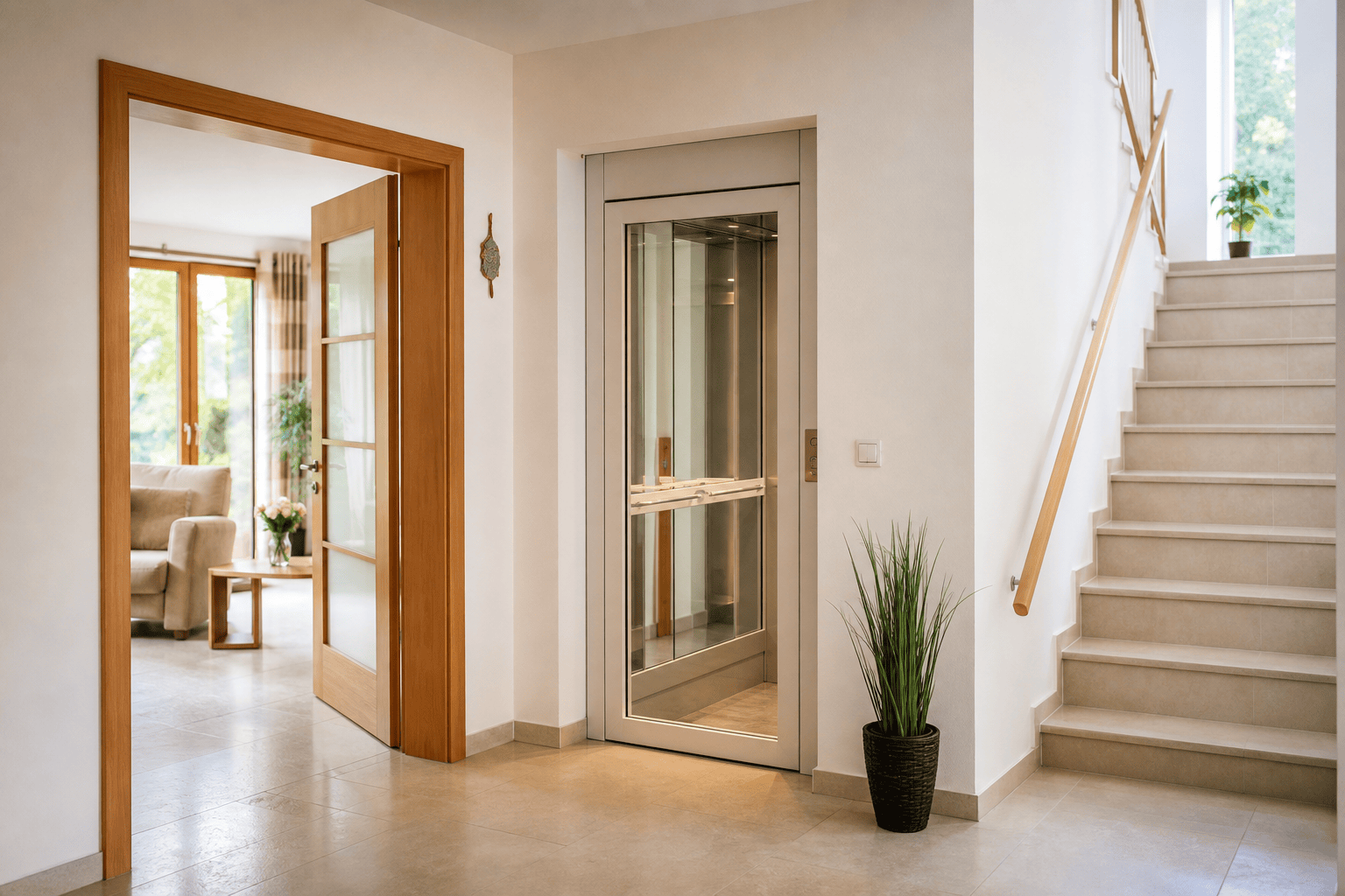 Barrierearmer Hausflur mit Platz für einen Homelift