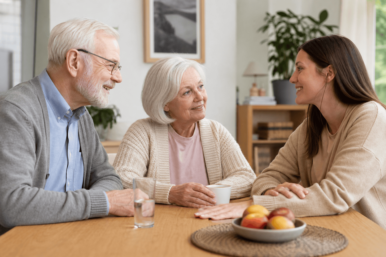 Bewohner verschiedener Generationen bei einer gemeinsamen Besprechung