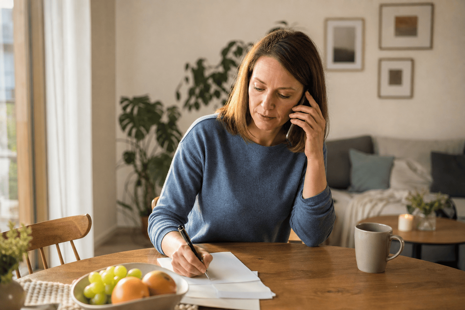 Angehörige organisiert telefonisch die weitere Unterstützung zu Hause.