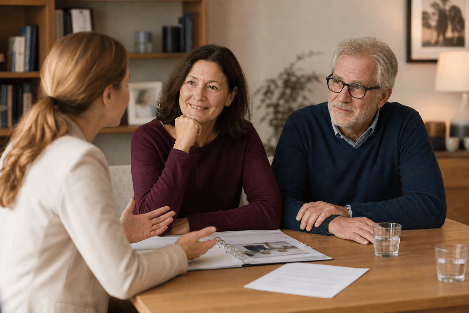 Angehörige informiert sich in einem Beratungsgespräch über Unterstützung zu Hause