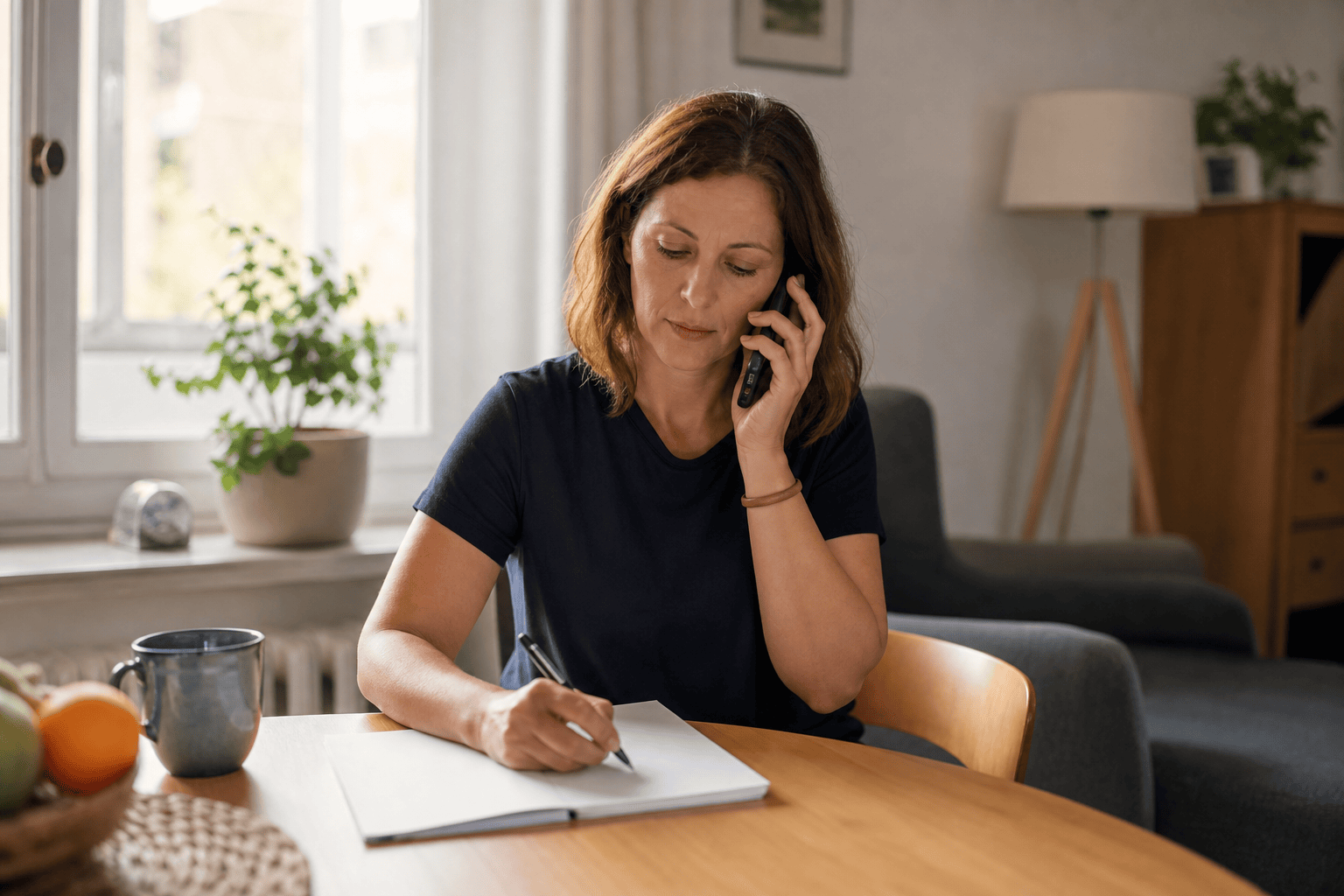 Angehörige organisiert telefonisch Unterstützung für die Begleitung zu Hause.