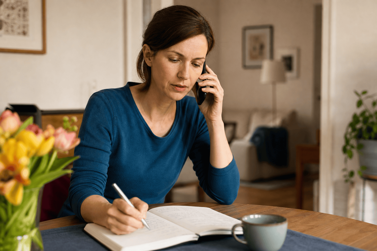 Angehörige organisiert telefonisch Unterstützung in einer akuten Pflegesituation