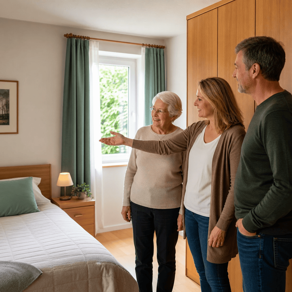 Angehörige prüfen einen geeigneten Rückzugsraum in der Wohnung