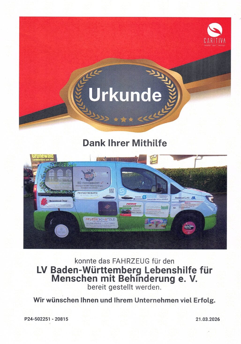 Unterstützung der Lebenshilfe Baden-Württemberg
